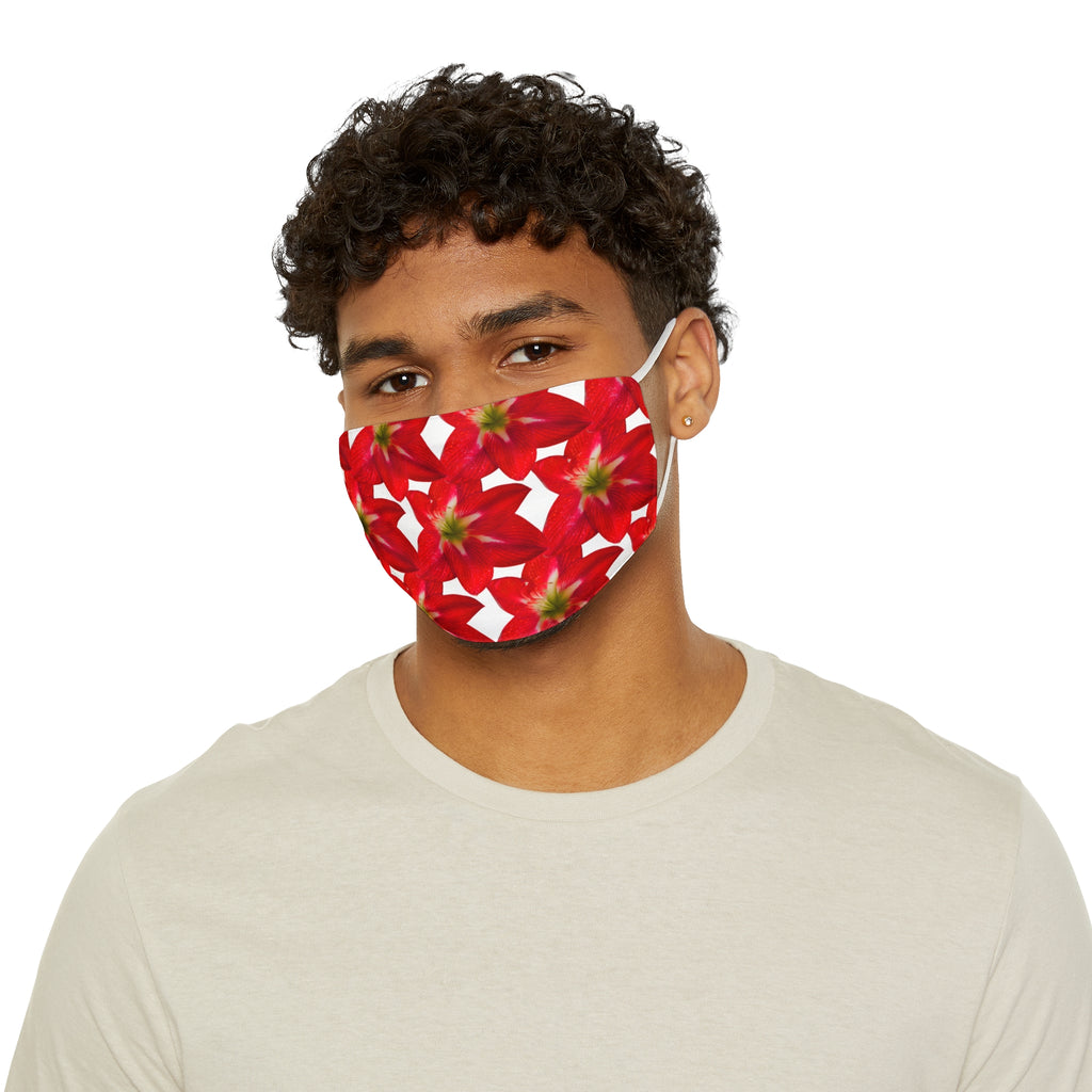 BettUWantIt Garden Escape Collection Face Mask — Adjustable Red Floral Holiday Mask
