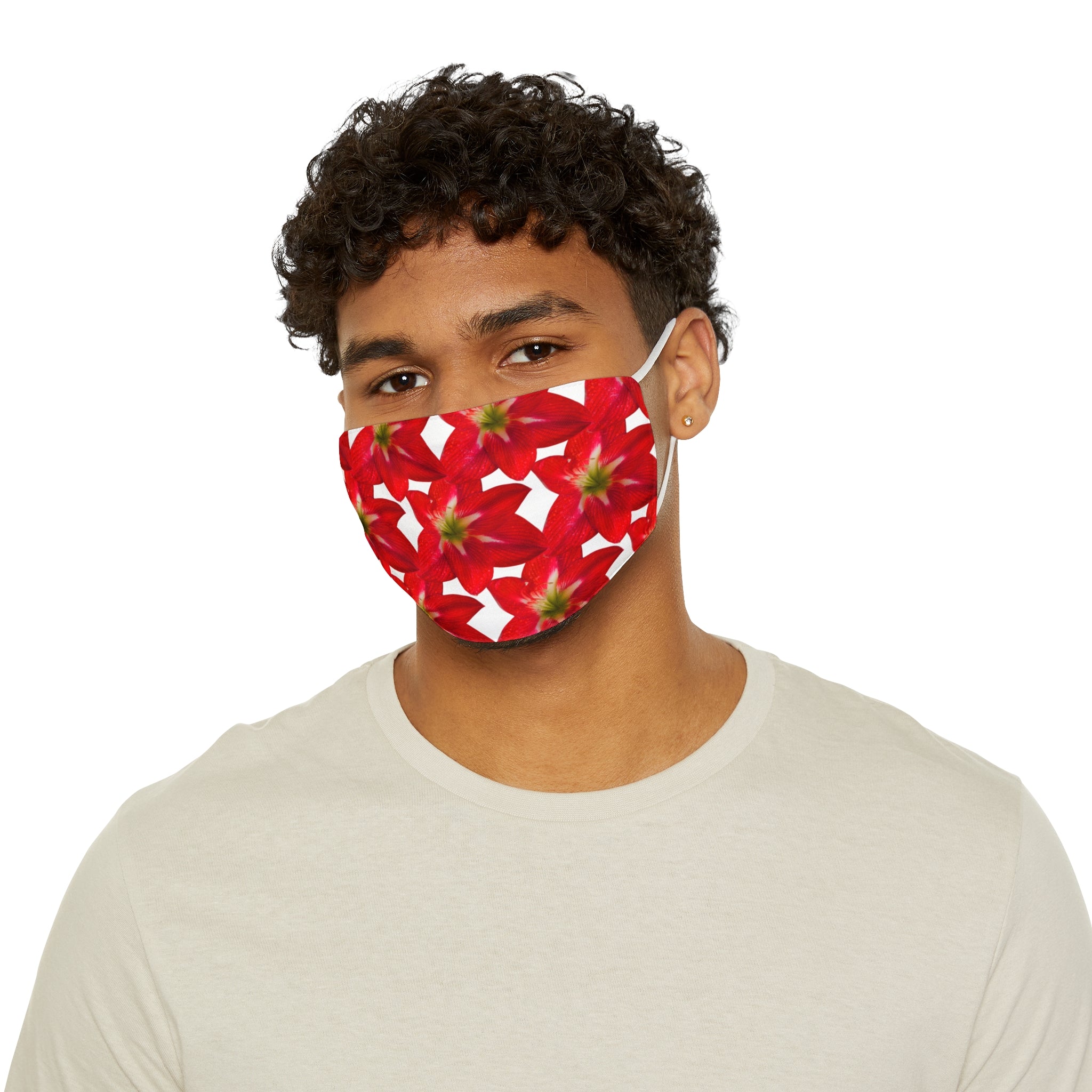 BettUWantIt Garden Escape Collection Face Mask — Adjustable Red Floral Holiday Mask