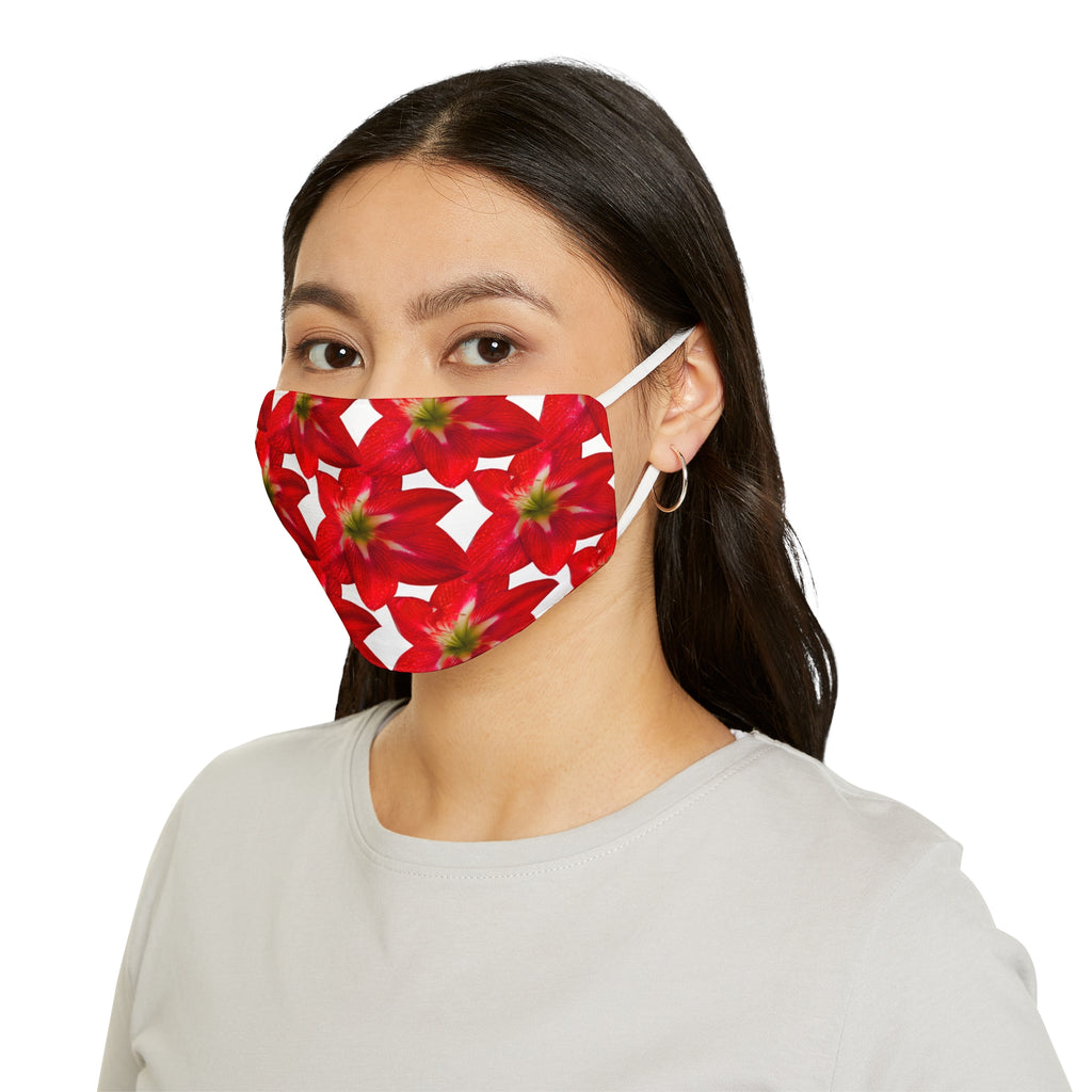 BettUWantIt Garden Escape Collection Face Mask — Adjustable Red Floral Holiday Mask